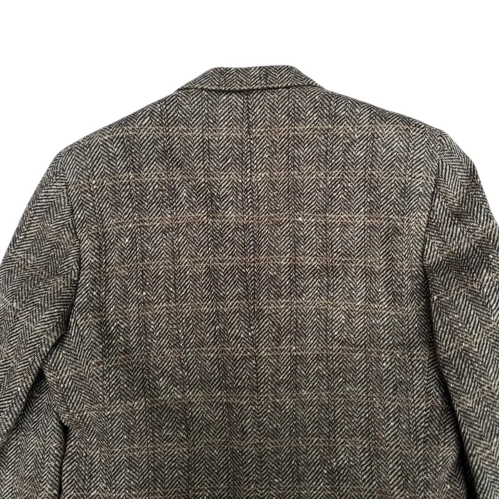 Vintage Ivy Prep Classic Professor Brown Wool Tweed Jacket Blazer Sport Coat 40L